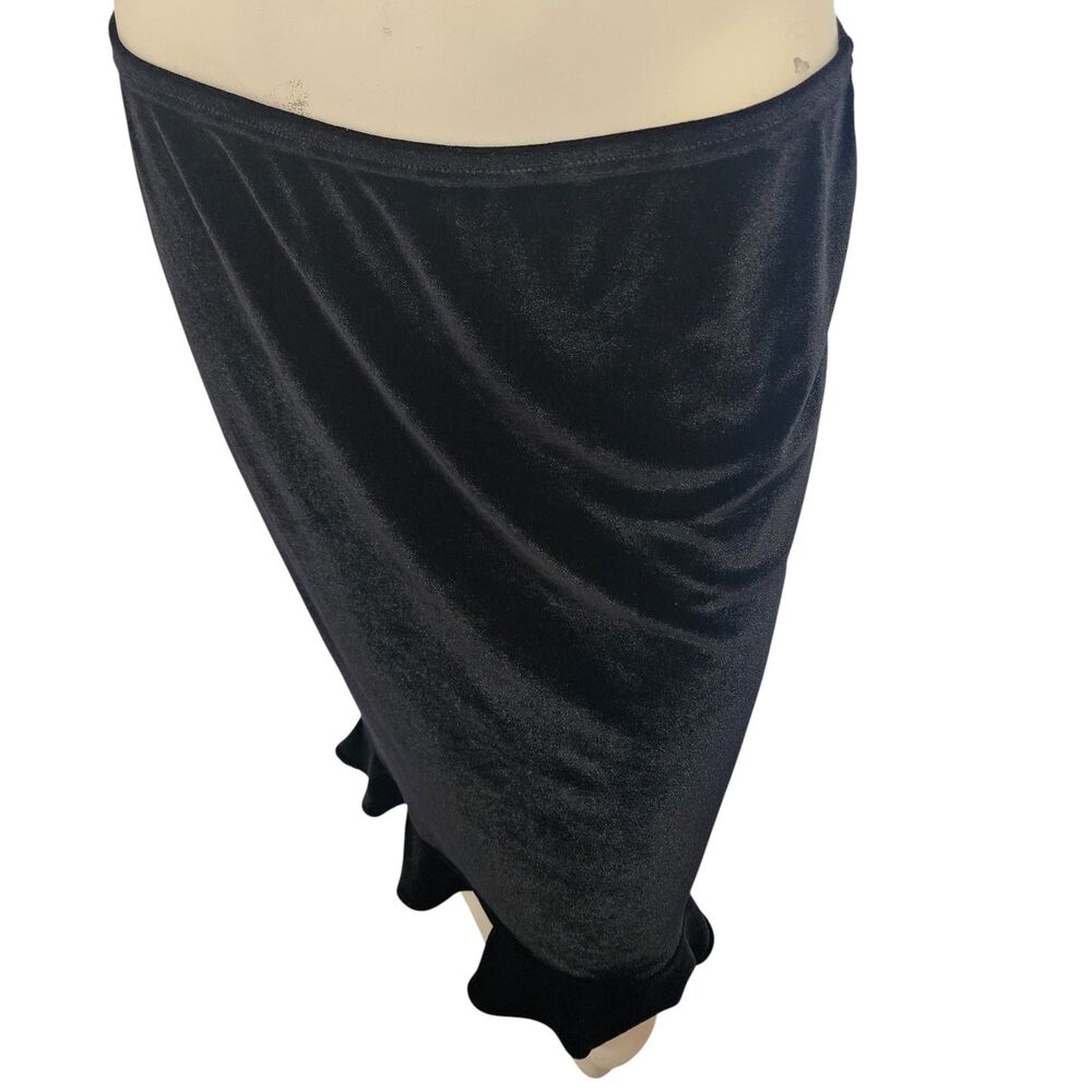 No Boundaries Black Ruffle Hem Skirt Juniors XL 15 Stretch Pull On Midi